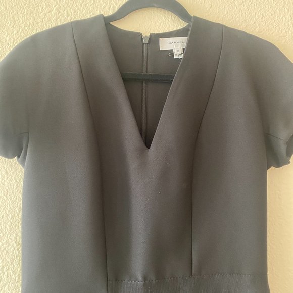Carven Flutter Hem Dress in Black Crepe Size FR38 (US4) - Picture 9 of 12